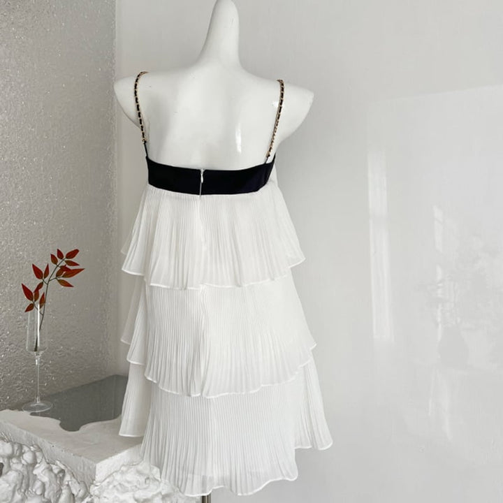 【dress】リボン付きティアードキャミワンピース Q8464