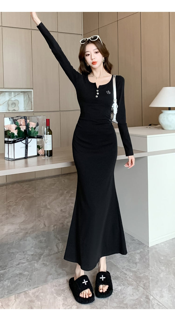【dress】マーメイドVネックワンピース　M18284