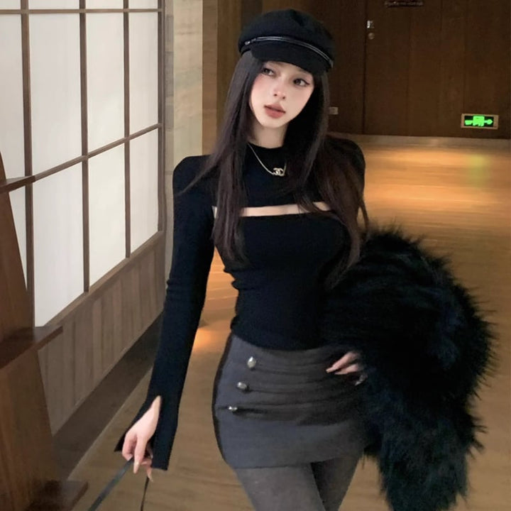 【tops】フロントカットトップス Q7843
