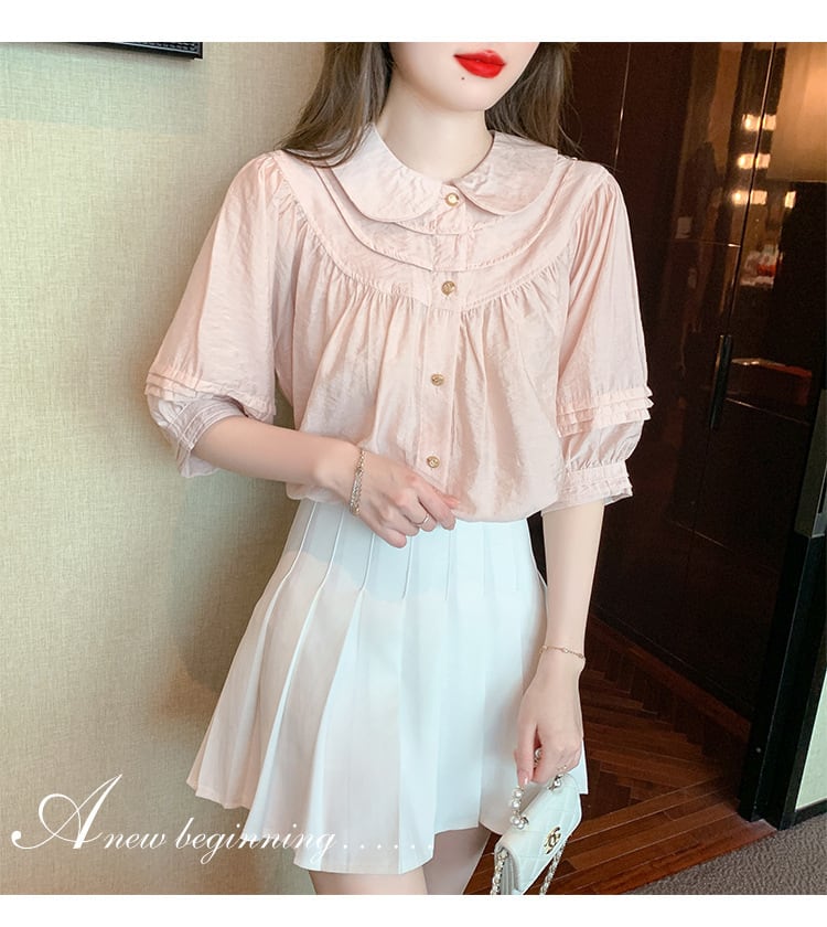 【tops】絶対欲しいスウィートドールカラーシャツトップス　M16844