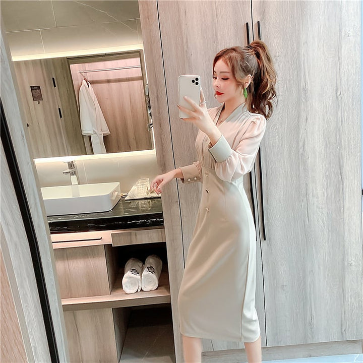 【dress】知的で品の良い♡エレガント切り替えワンピース　M17019