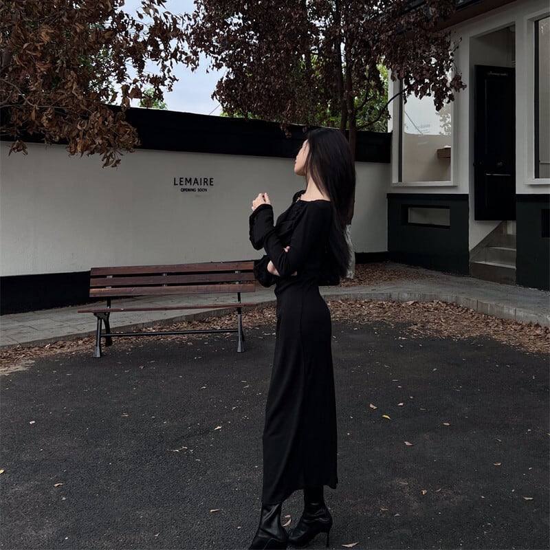 【dress】レース切り替えワンピース　M27846