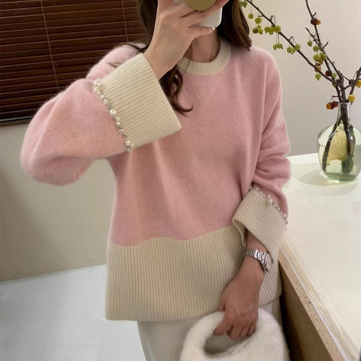 【tops】パール配色ニットセーター　M26767