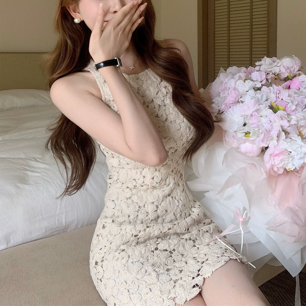 dress】ノースリーブレースミニワンピース＆ロングワンピース N3560