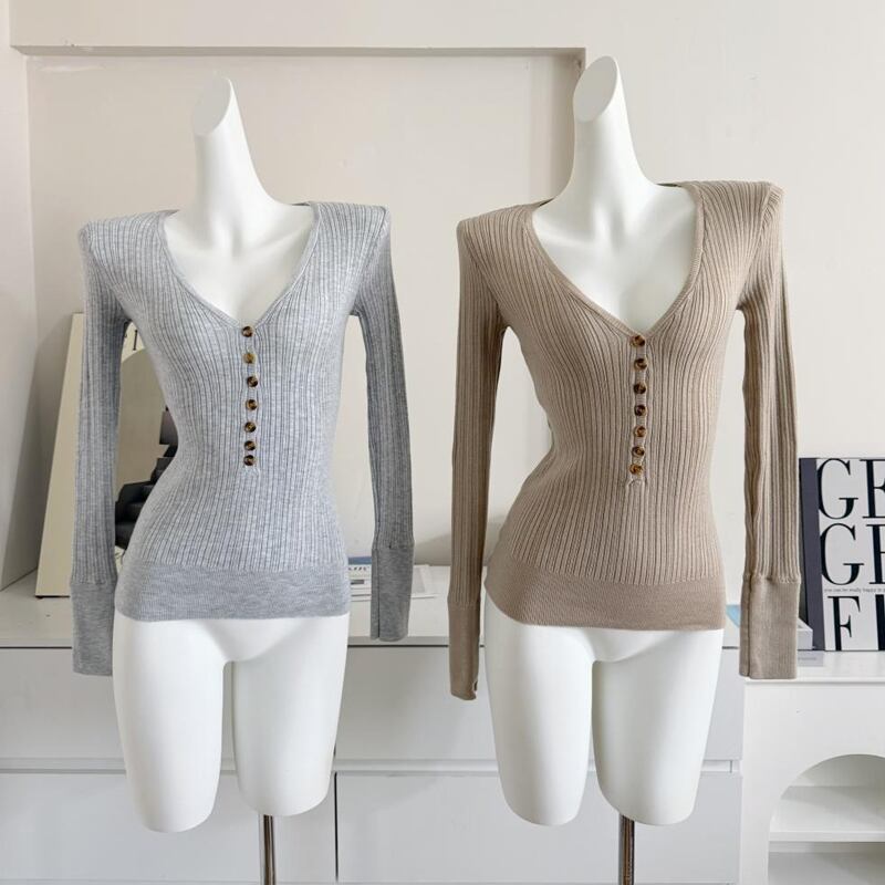 【tops】Vネックニットトップス Q7820