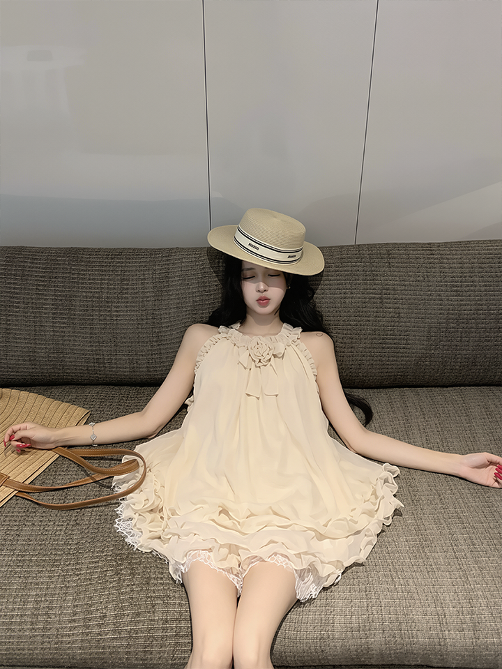 【dress】ノースリーブギャザーフリルミニワンピース Q8631