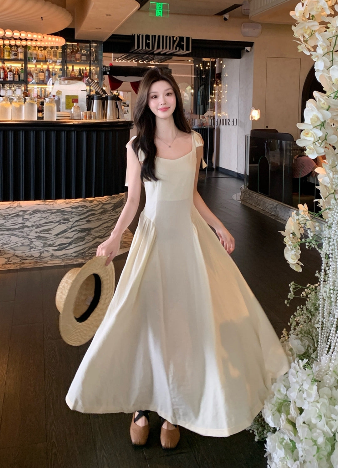 【dress】Aラインロングキャミワンピース Q9112