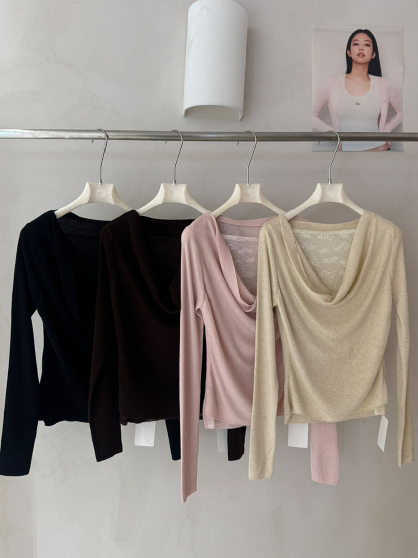 【tops】レースドッキングニットトップス Q9131