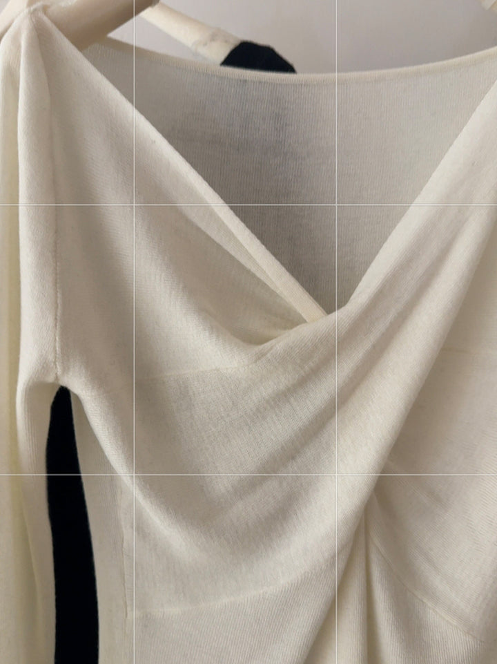 【tops】クロスネックニットトップス Q9154