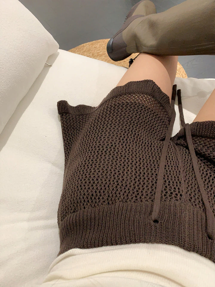 【bottoms】3色展開ニットショートパンツ Q9046
