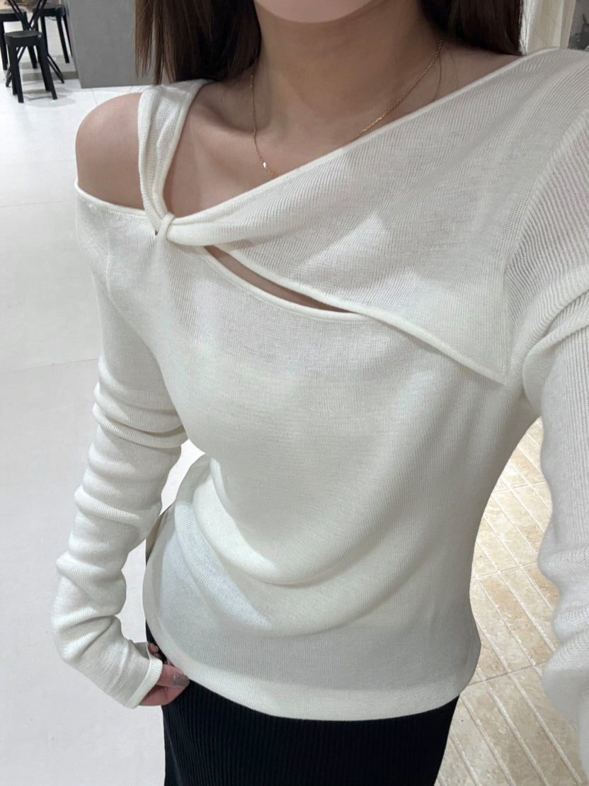 【tops】オープンショルダーニットトップス Q9075