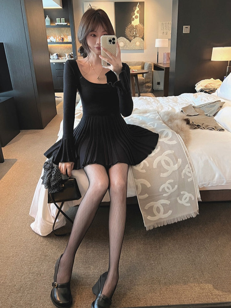 【dress】Aラインニットワンピース Q9323