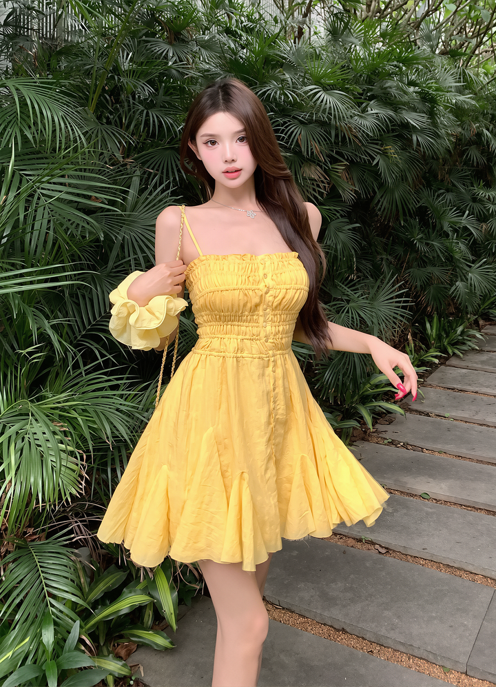 【dress】ギャザーフリルキャミワンピース Q8602