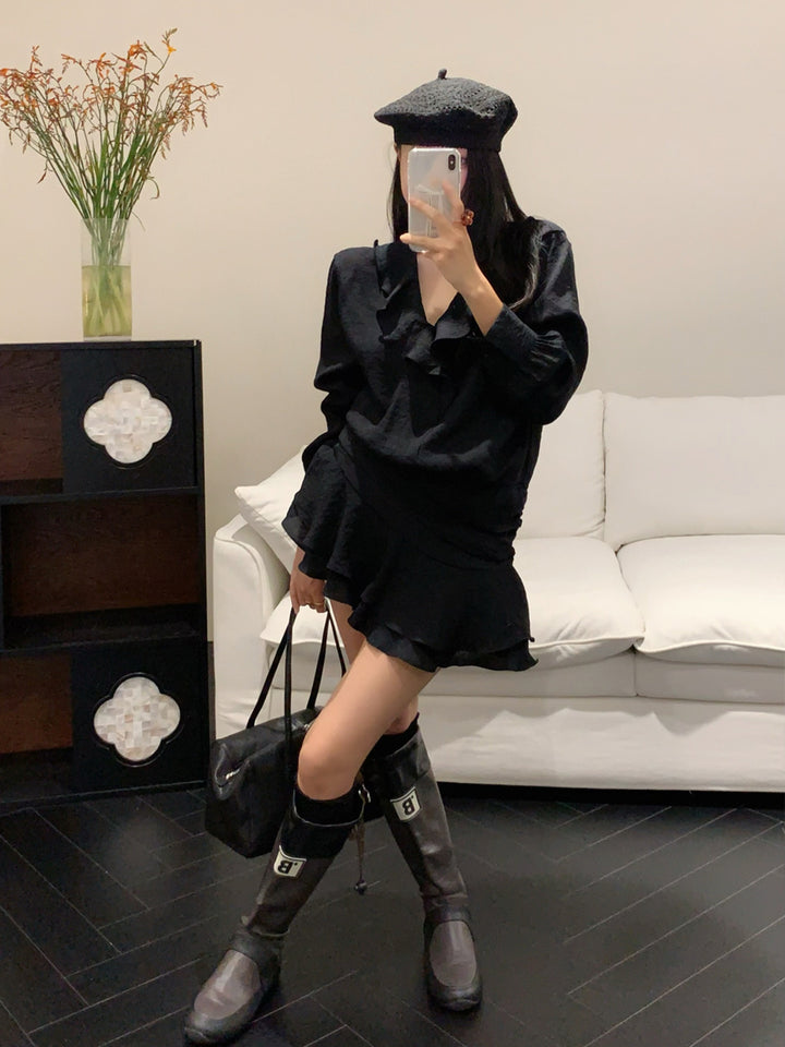【dress】フリルカラーミニワンピース Q9014
