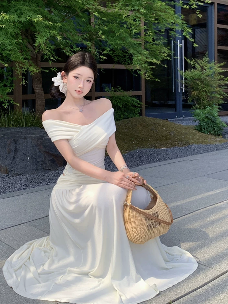 【set】クロスネックトップス×ロングスカートセット Q8566