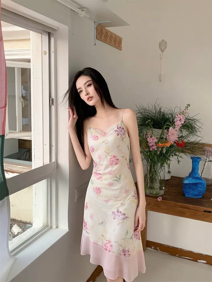 【dress】フラワー柄キャミワンピース Q8544