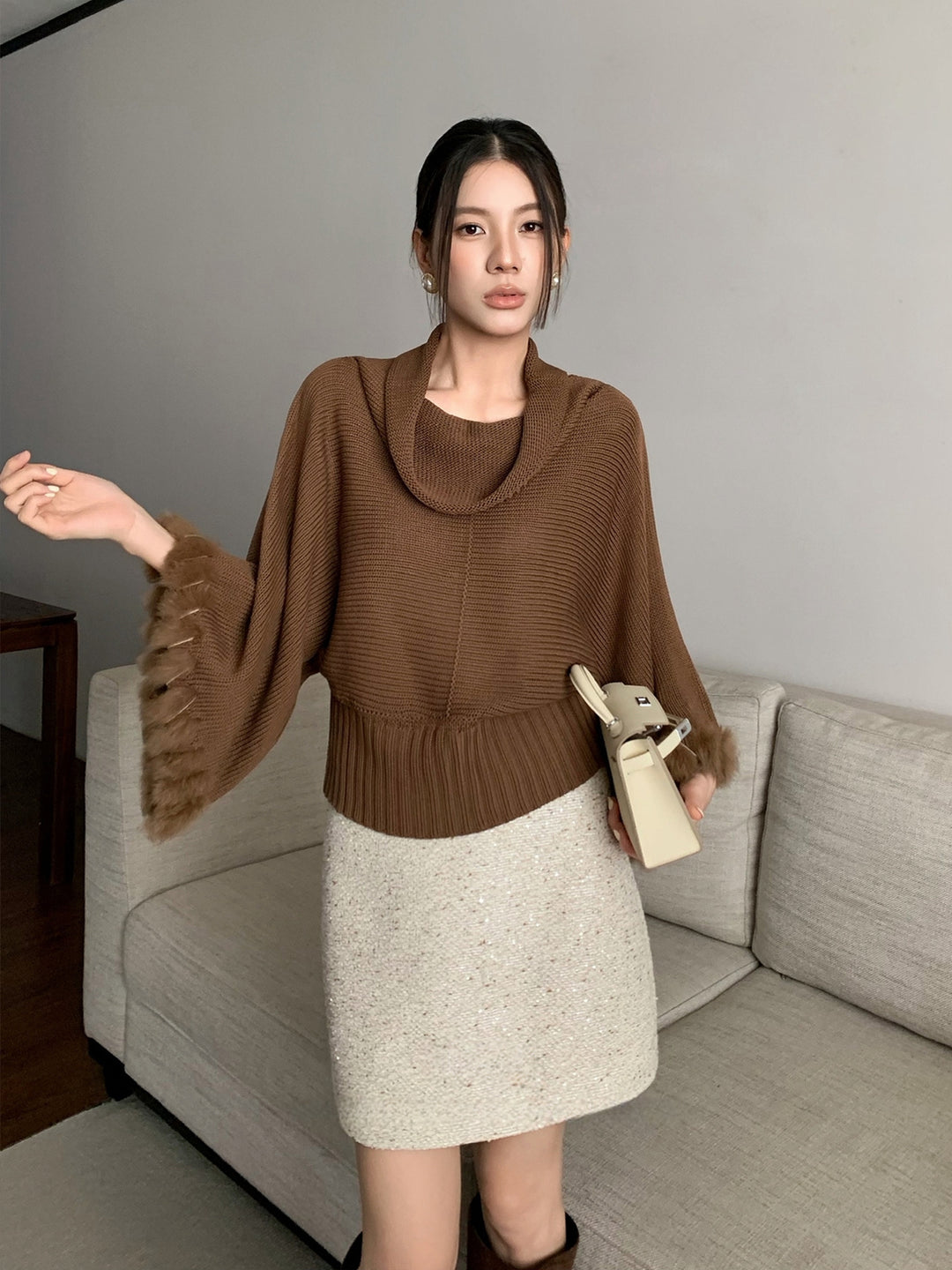 【tops】ファードッキングニットトップス Q9236