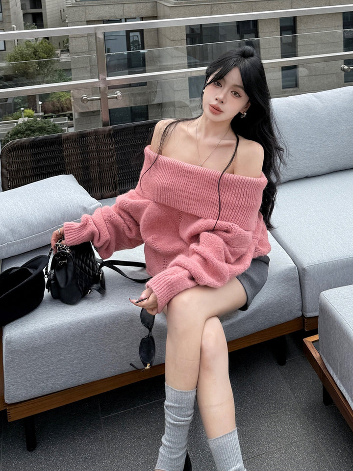 【tops】オフショルダーニットトップス Q9203