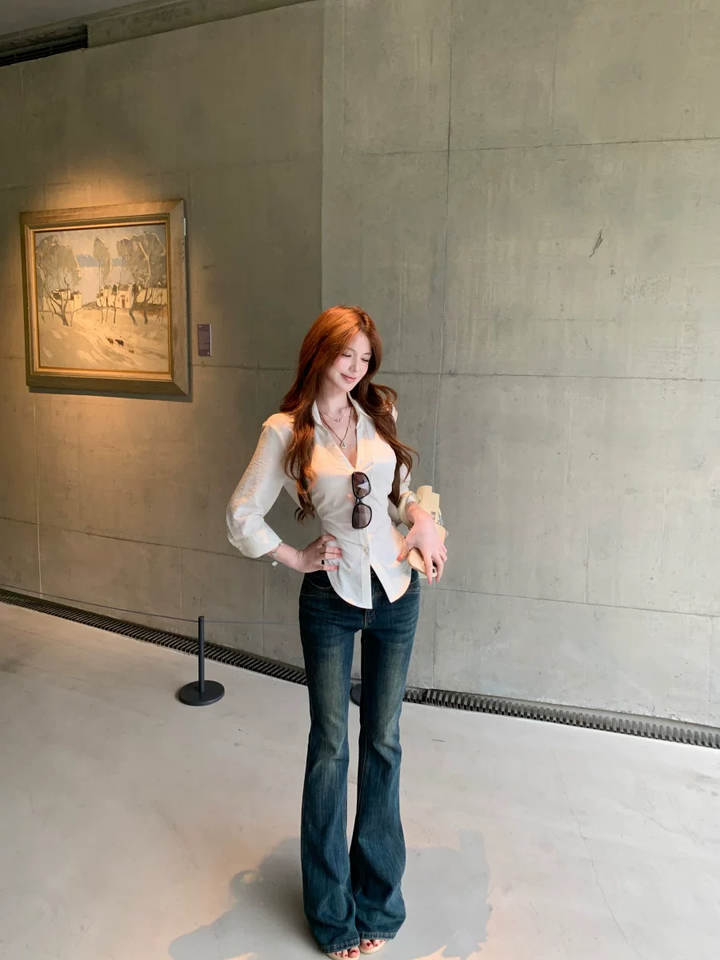 【tops】バックリボンシャツ Q8558