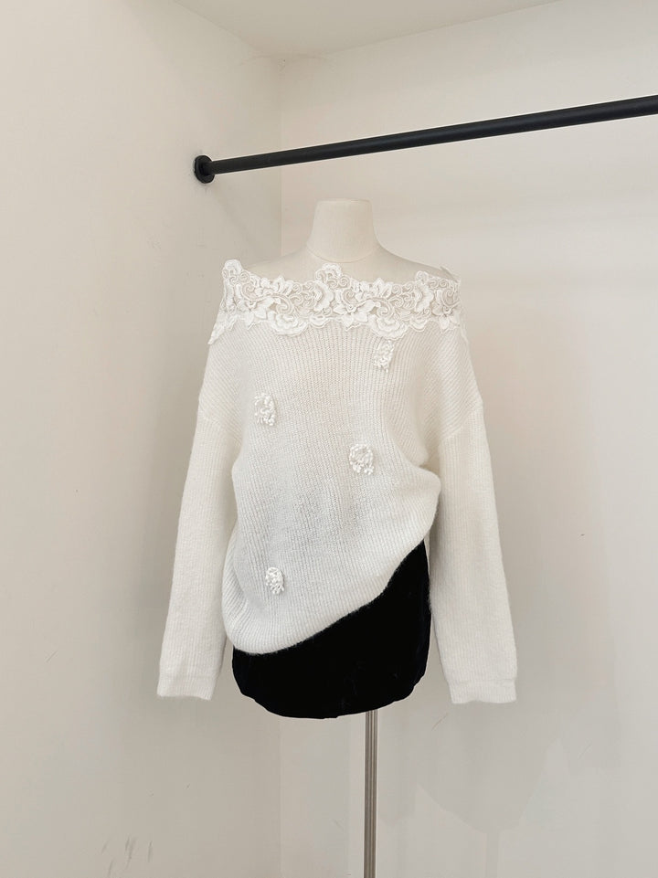 【tops】レースドッキングニットトップス Q9258