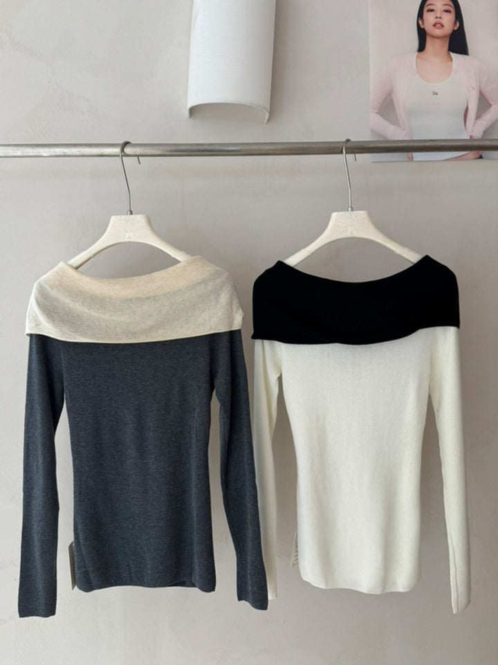 【tops】クロスネックニットトップス Q9144