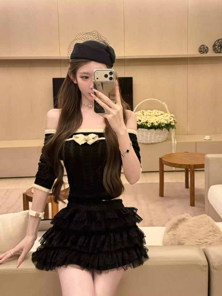 【tops】オフショルダーニットトップス Q9079
