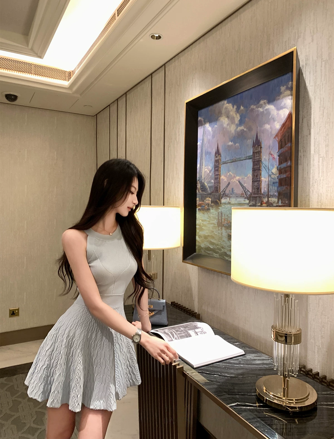 【dress】ホルターネックニットミニワンピース Q8545