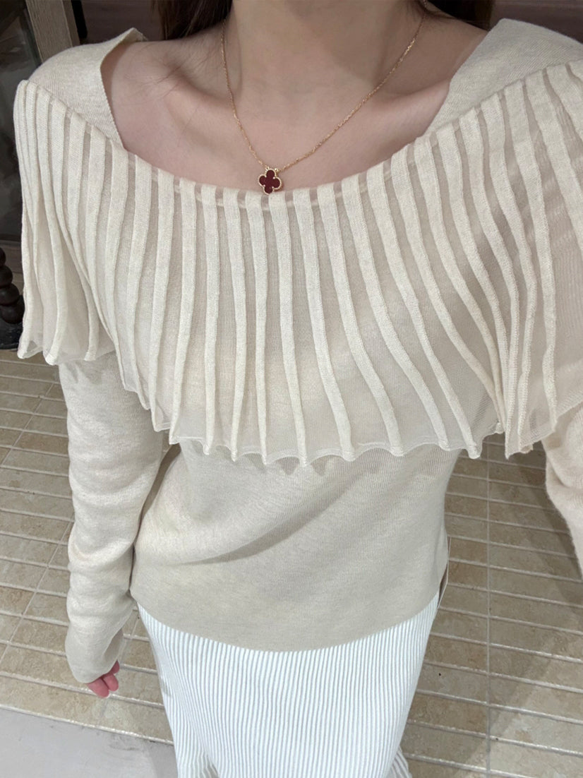 【tops】フレアカラーニットトップス Q9136