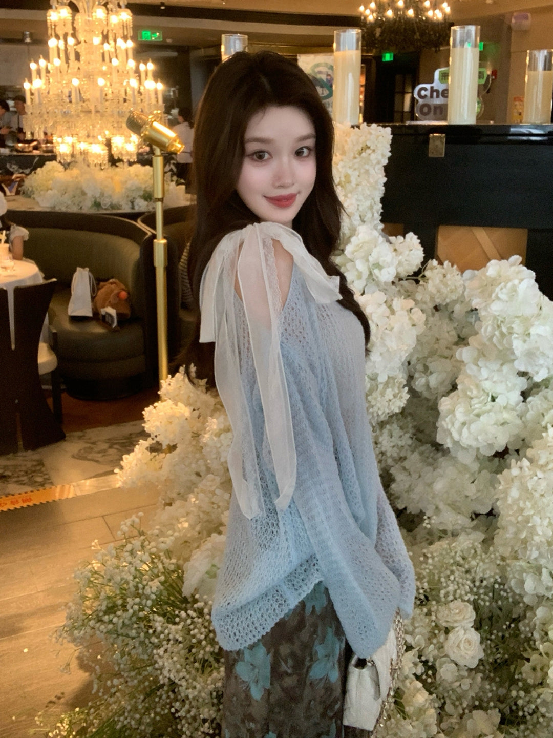 【tops】透かしニットトップス Q9037