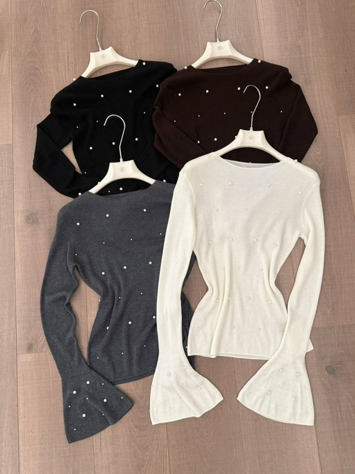 【tops】パール付きベルカフスニットトップス Q9127