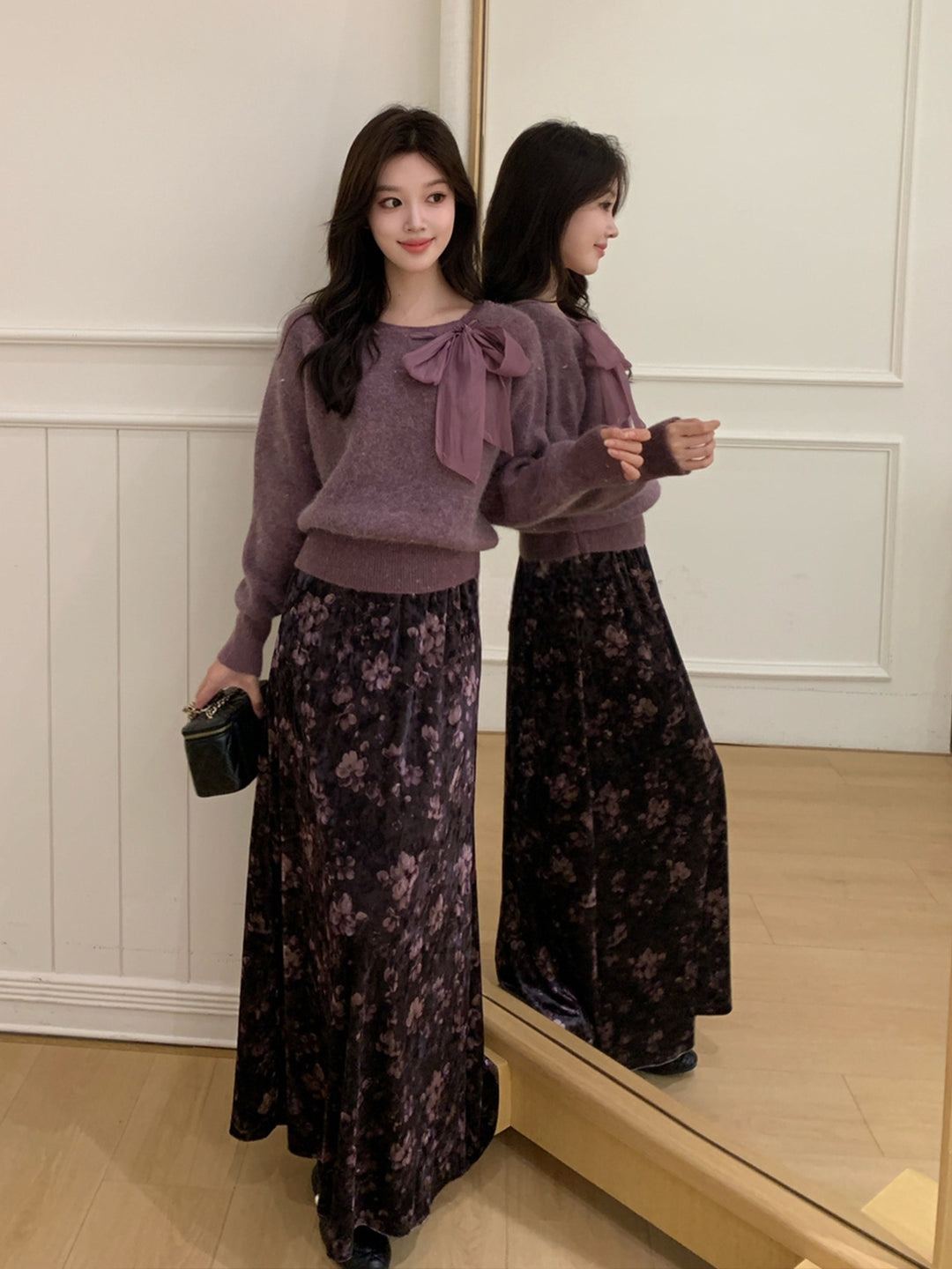 【tops】ビッグリボン付きニットトップス Q9243
