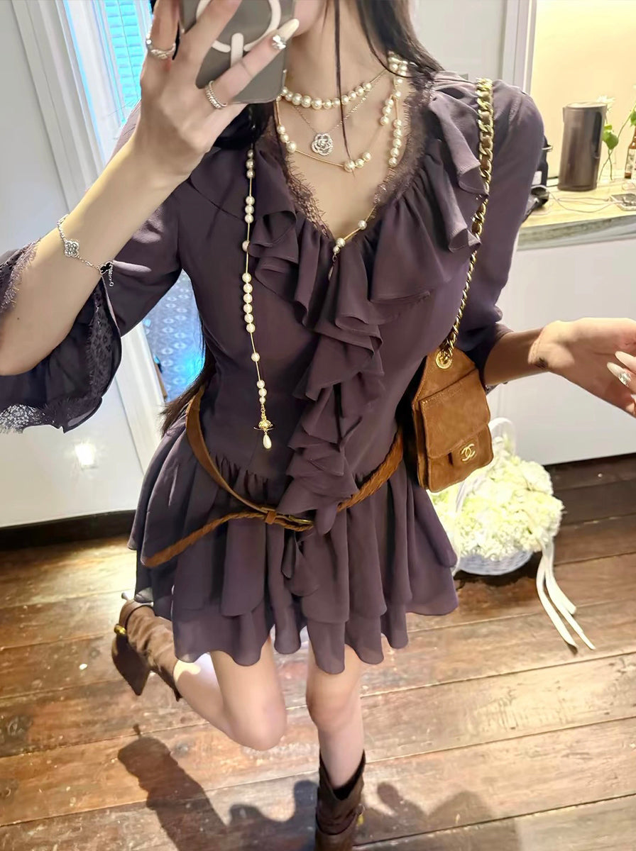 【dress】ギャザーフリルミニワンピース Q9008