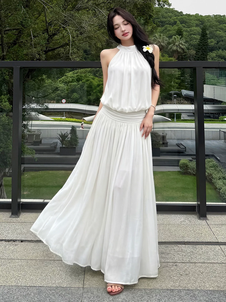【set】ノースリーブトップス×ロングスカートセット Q8616