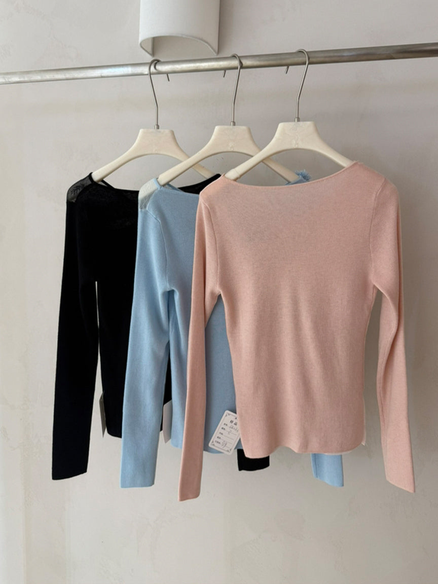 【tops】立体フラワー付きレースドッキングトップス Q9125