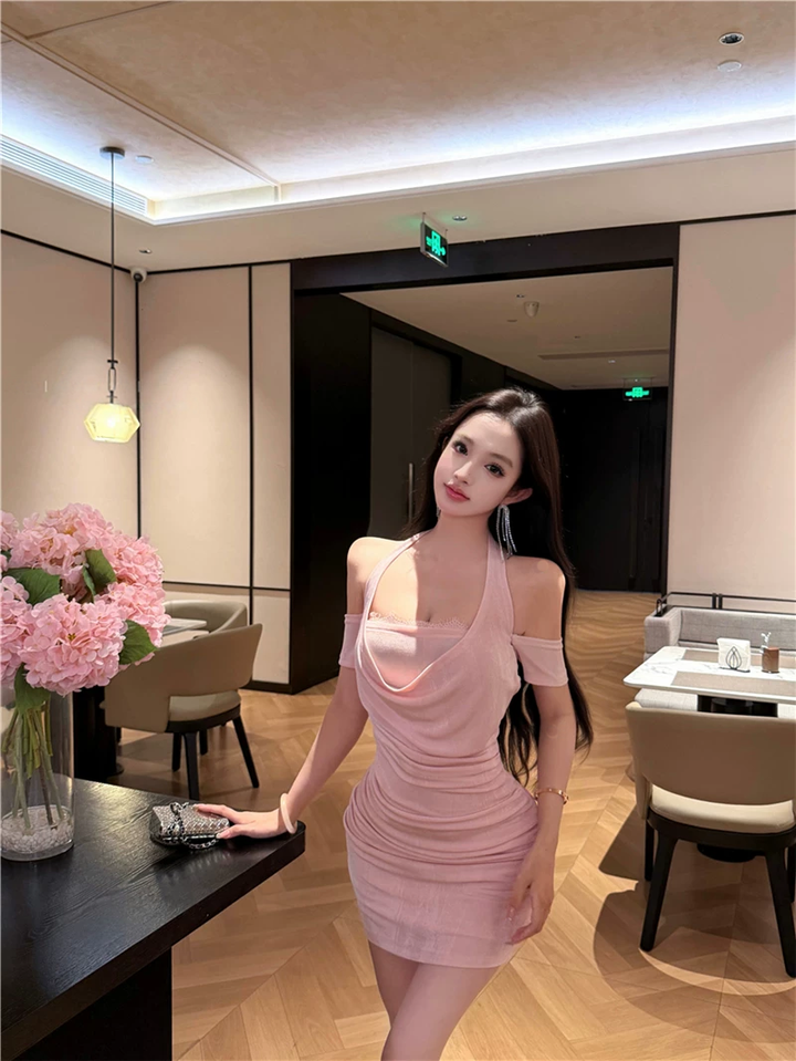 【dress】ホルターネックミニワンピース Q8560