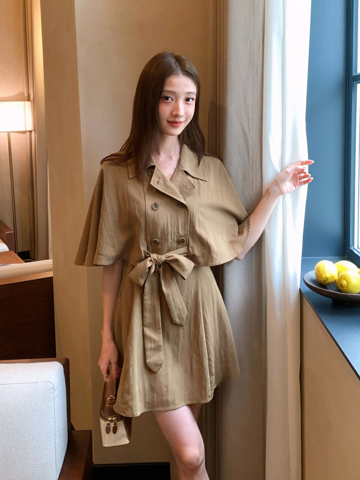 【dress】半袖ケープワンピース Q8963