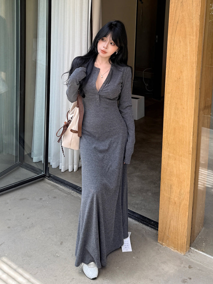 【dress】ロングニットワンピース Q9221