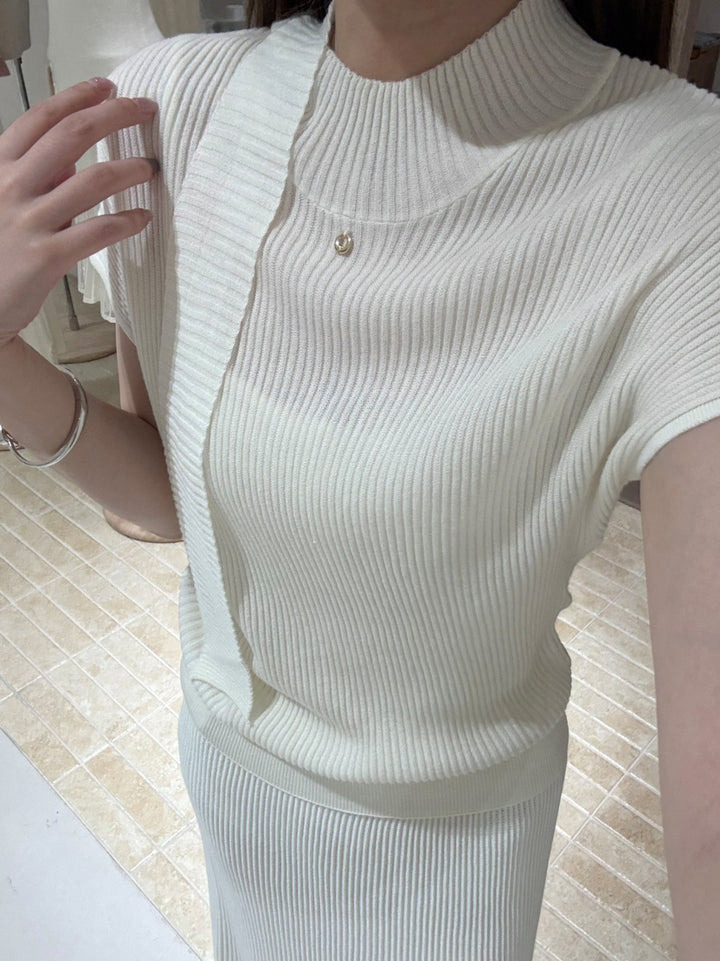 【tops】半袖ニットトップス Q9078