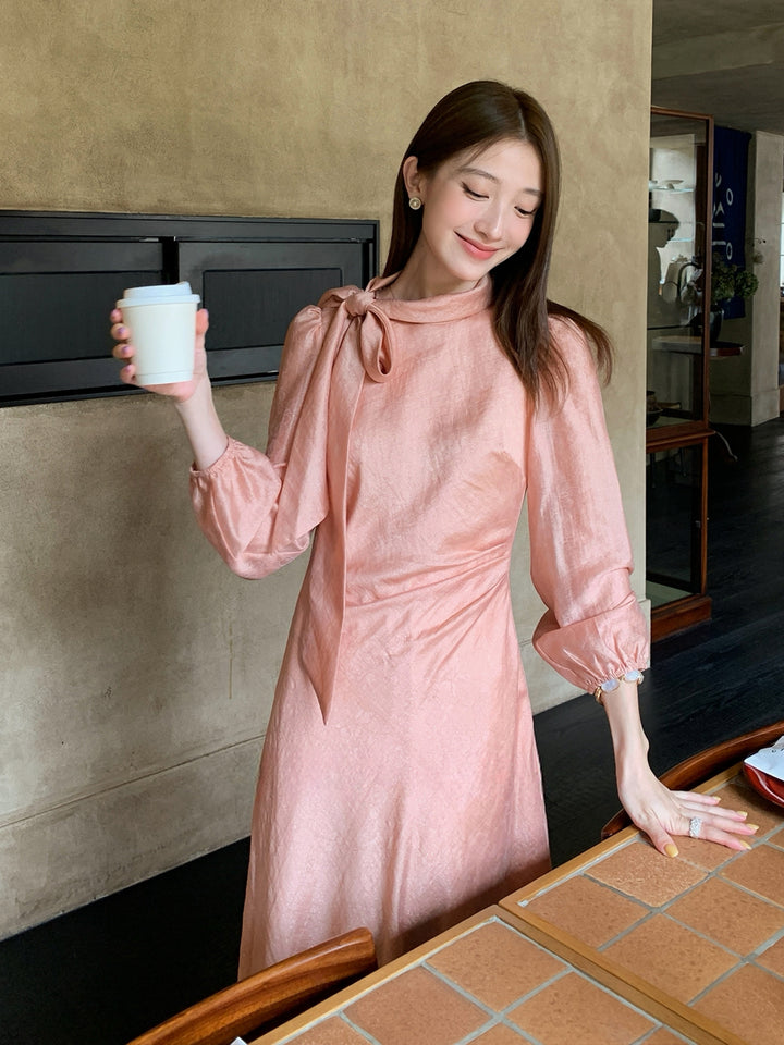 【dress】リボン付きロングワンピース Q8961