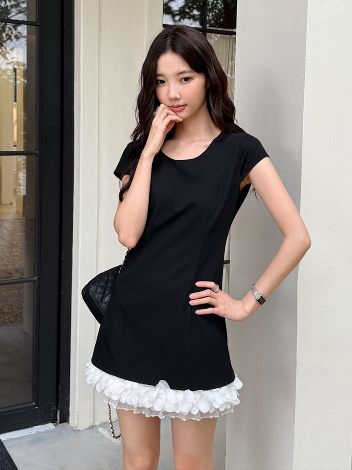 【dress】バックオーポンギャザーフリルミニワンピース Q8665