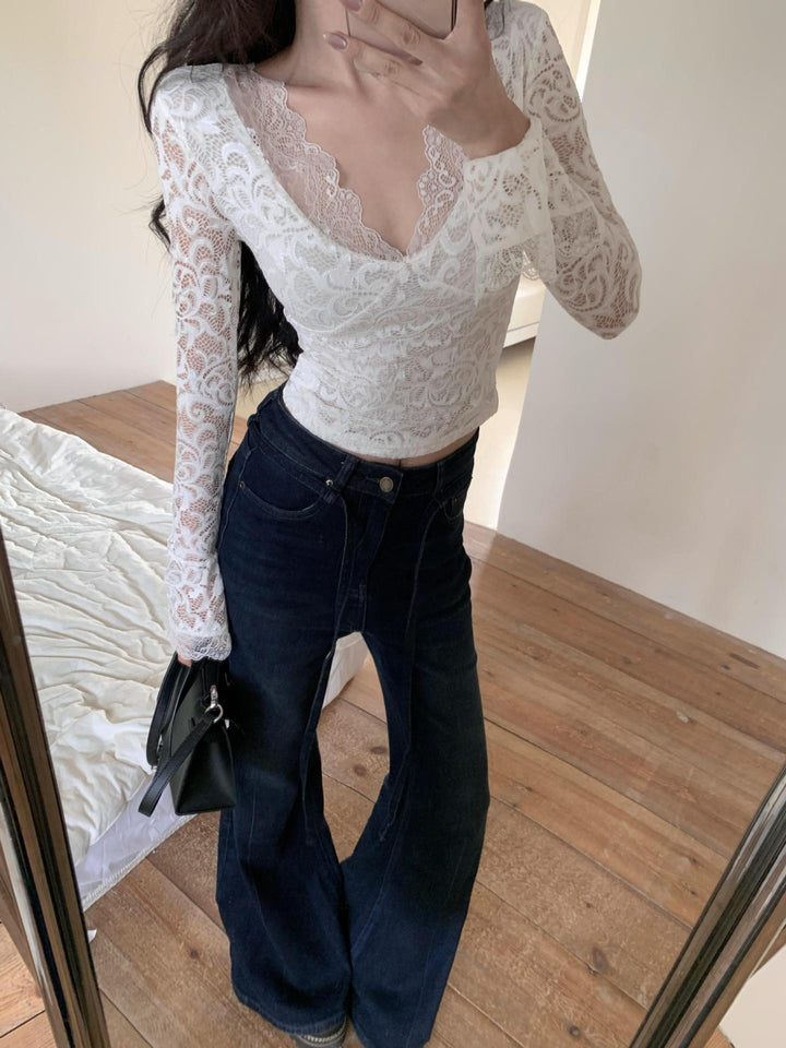 【tops】Vネックレーストップス　M27941