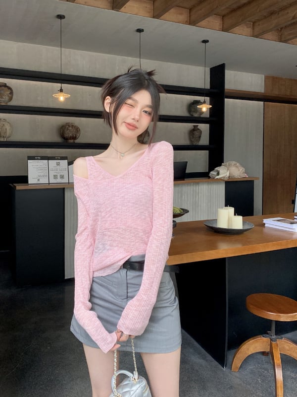 【tops】切り替え長袖Tシャツ　M29689