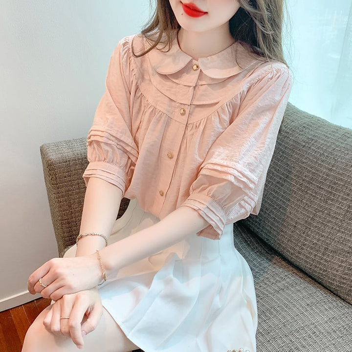 【tops】絶対欲しいスウィートドールカラーシャツトップス　M16844
