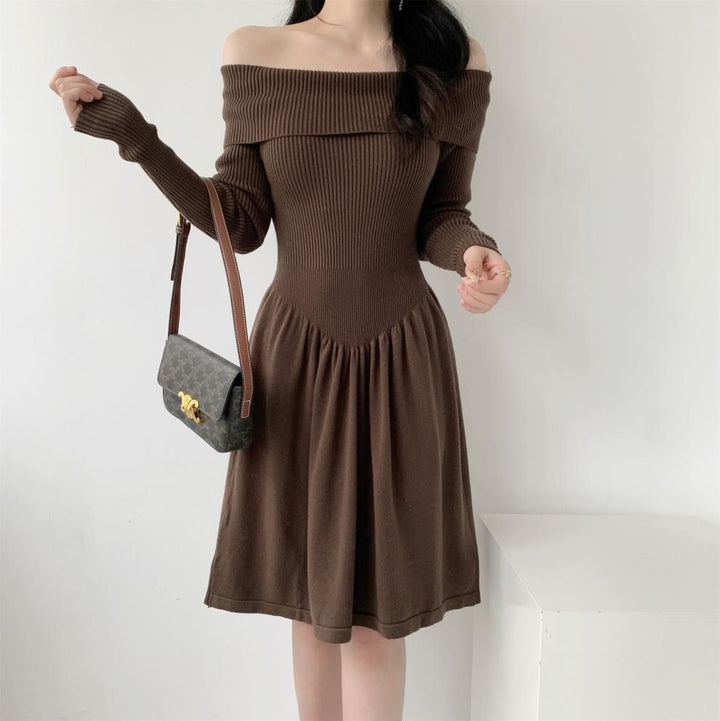 【dress】オフショルダーニットワンピース　M28032