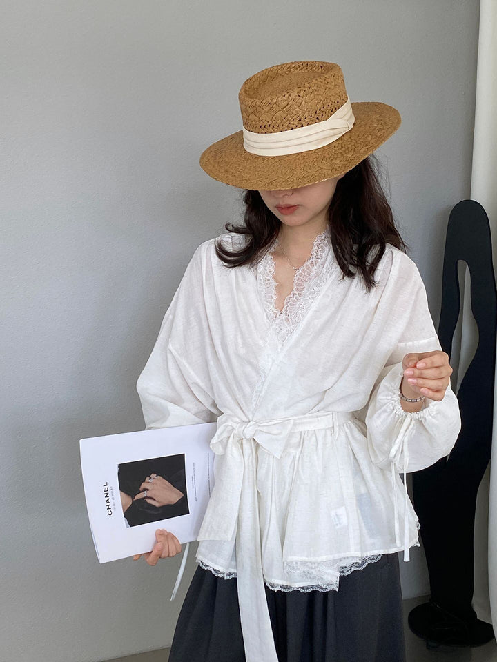 【tops】レースドッキングトップス Q8244