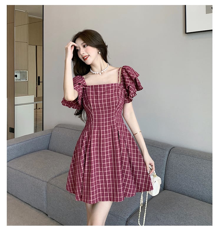 【dress】チェック柄ワンピース　M22606