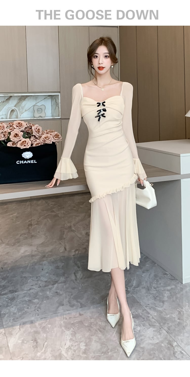 【dress】スリットマーメイドワンピース　M18366