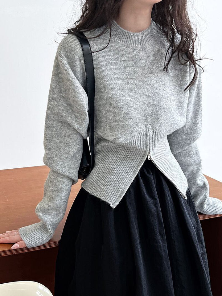 【tops】ファスナーニットトップス　M27273