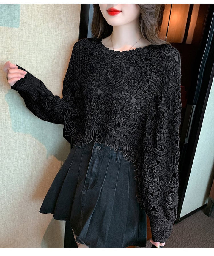 【tops】優しい雰囲気カットワークレーストップス　M17665