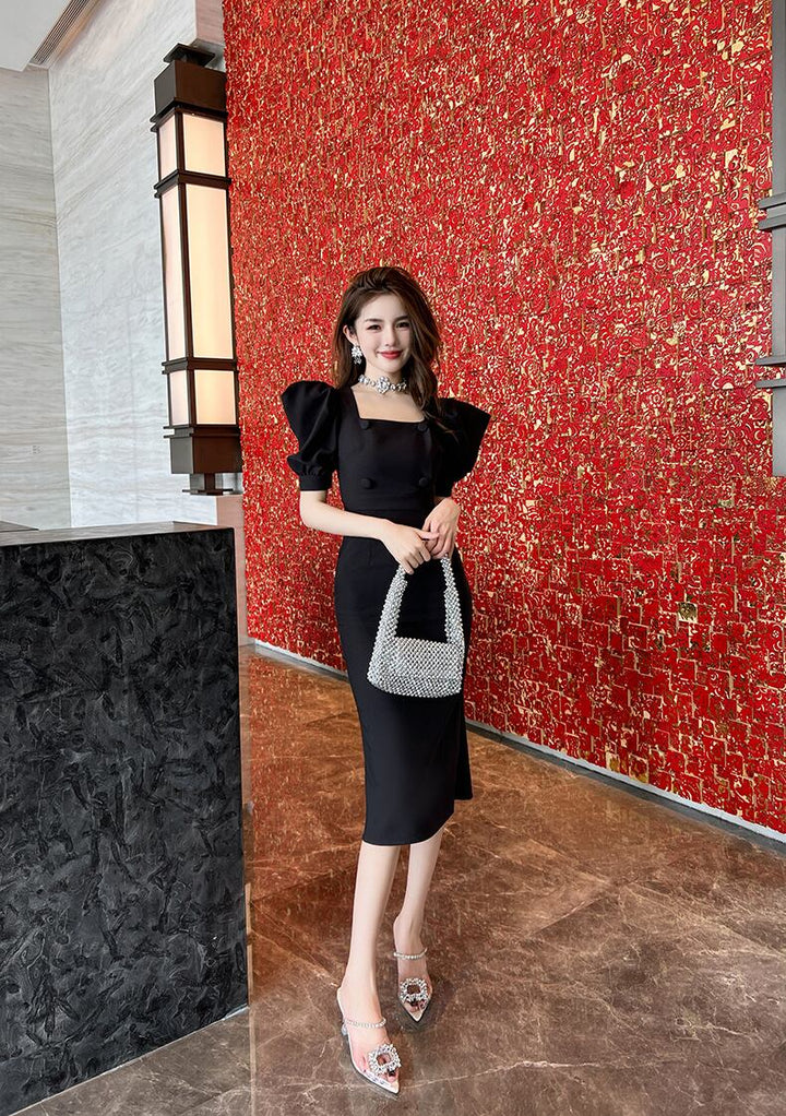 【dress】パフスリーブワンピース　M23076